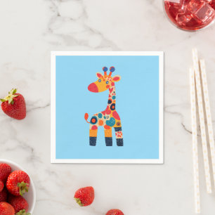 Serviette En Papier Giraffe de dessin coloré