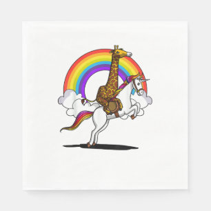 Serviette En Papier Giraffe équitation Unicorn Magique Arc-en-ciel Fun