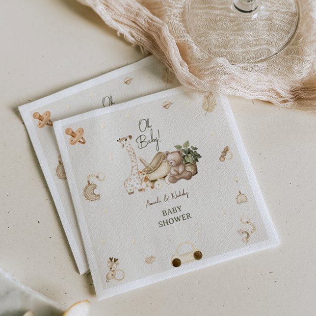 Serviette En Papier Giraffe et ours Nursery Bohemian Toys Baby shower (Créateur téléchargé)