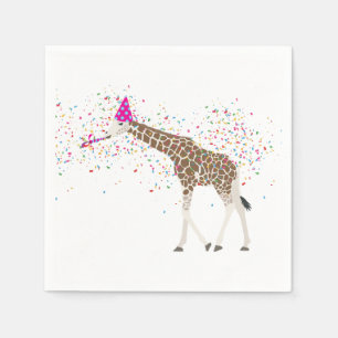 Serviette En Papier Giraffe Fête Safari Animaux ayant une fête