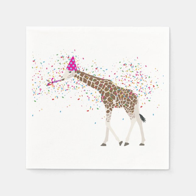 Serviette En Papier Giraffe Fête Safari Animaux ayant une fête (Devant)