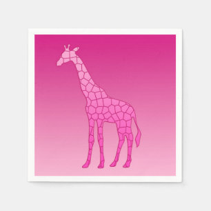 Serviette En Papier Giraffe géométrique moderne, Fuchsia et rose clair
