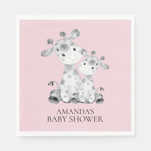 Serviette En Papier Giraffe Girls Baby shower Papier Naples (Devant)