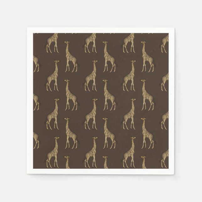 Serviette En Papier Giraffe Gold Chic Élégant serviettes (Devant)