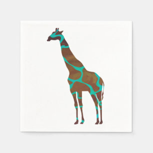 Serviette En Papier Giraffe Impression Brown et Turquoise