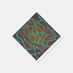 Serviette En Papier Giraffe Impression Brown et Turquoise