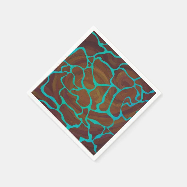 Serviette En Papier Giraffe Impression Brown et Turquoise (Coin)