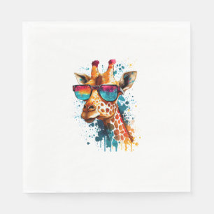 Serviette En Papier Giraffe Lunettes de soleil Vintage drôle Animal af