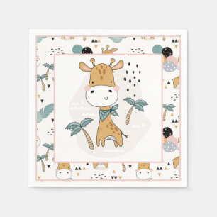 Serviette En Papier Giraffe Napkins
