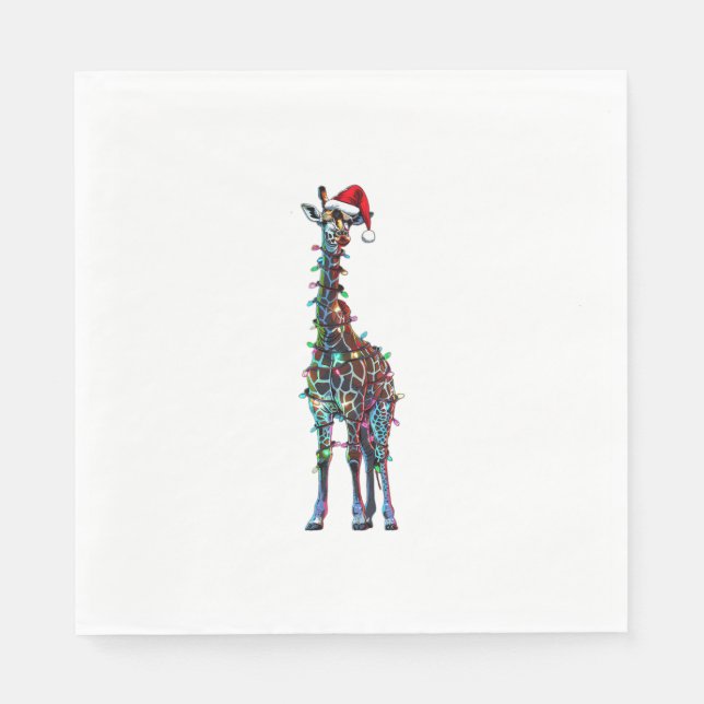 Serviette En Papier Giraffe Noël _1 (Devant)