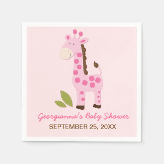 Serviette En Papier Giraffe rose Baby shower Customisé Napkin