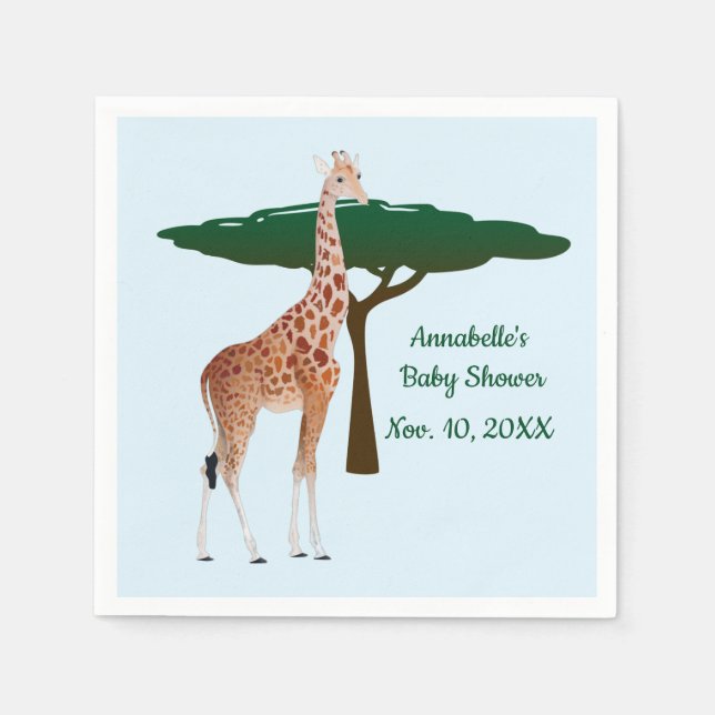 Serviette En Papier Giraffe Sur La Savanna (Devant)