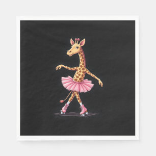 Serviette En Papier Giraffe Sur Patins À Roulettes En Débardeur Tutu R