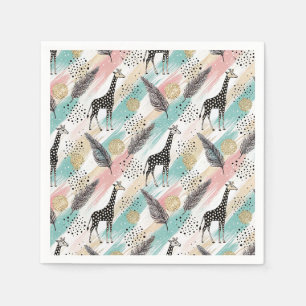 Serviette En Papier Giraffe Whimsical Polka Dot Motif - Pastel