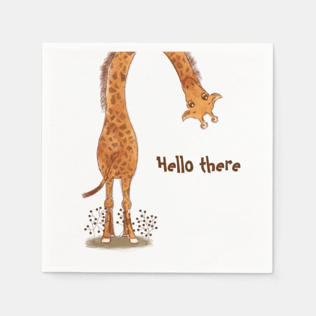 Serviette En Papier Giraffe, zoo animal anniversaire (Devant)