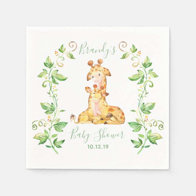 Serviette En Papier Giraffe Zoo Jungle Animaux Baby shower (Devant)