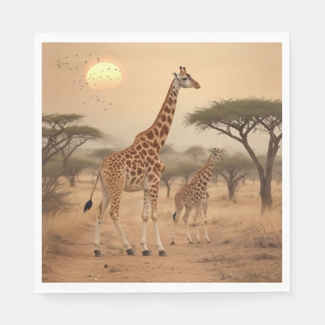 Serviette En Papier Giraffes en Afrique (Devant)