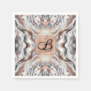 Serviette En Papier Girl Glam Rose Gold Argent & Marbre blanc