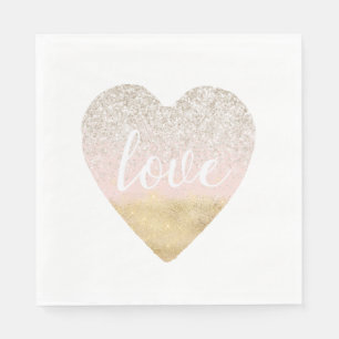 Serviette En Papier Girl Gold Blush Pink Love Heart