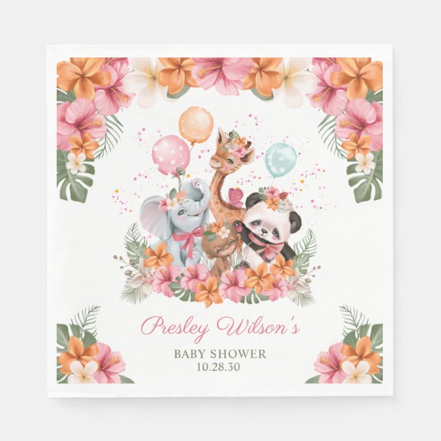 Serviette En Papier Girl Jungle Safari (Devant)