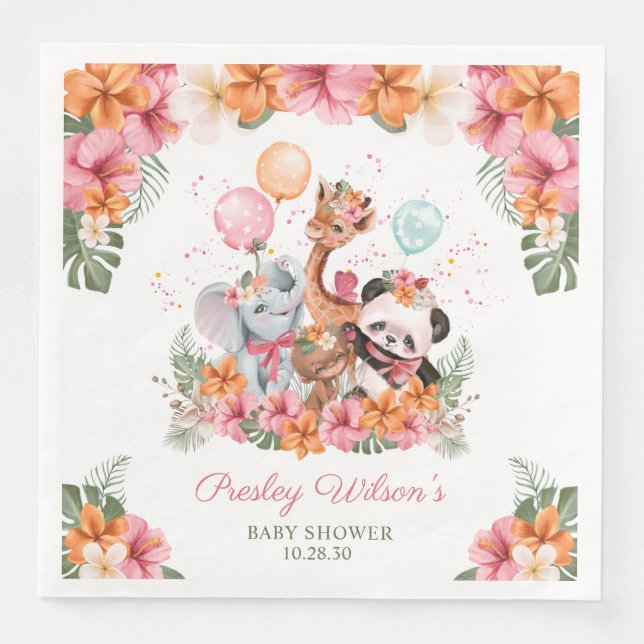 Serviette En Papier Girl Jungle Safari (Devant)