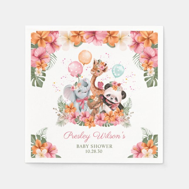 Serviette En Papier Girl Jungle Safari (Devant)