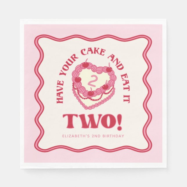 Serviette En Papier Girl Pink Avoir votre gâteau et le manger deux Ann (Devant)