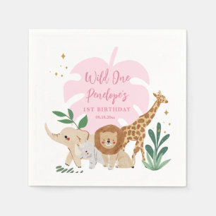 Serviette En Papier Girl Safari Anniversaire