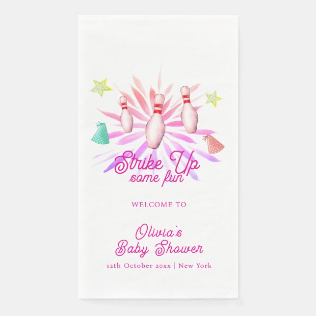 Serviette En Papier Girl Strike Up Bowling Baby Shower Welcome (Devant)