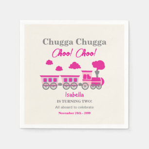 Serviette En Papier Girls Pink Train 2e fête d'anniversaire