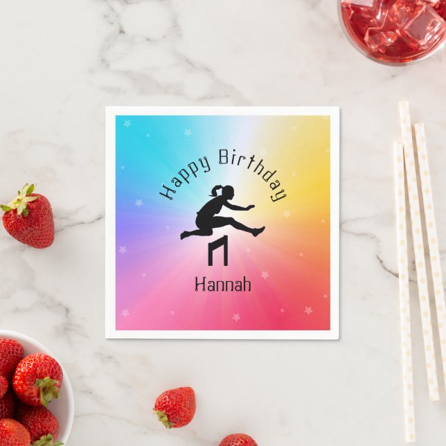 Serviette En Papier Girls Track & Field Rainbow Stars (En situation)