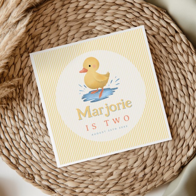 Serviette En Papier Girls Yellow Summer Farm Duck Toddler Birthday (Créateur téléchargé)