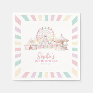 Serviette En Papier Girly Cute Pastel Carnival Anniversaire de enfant
