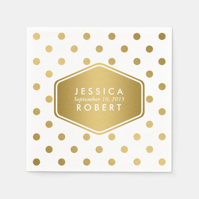 Serviette En Papier Girly Glitter Gold Polka (Devant)