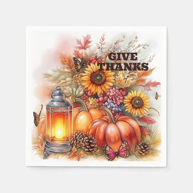 Serviette En Papier Give Thanks – Lantern Glow  (Devant)