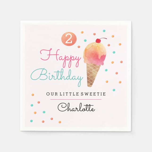 Serviette En Papier Glace Cream Party Pink Anniversaire de enfant Part (Devant)