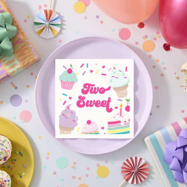Serviette En Papier Glace et gâteau Deux Douce 2e anniversaire (Créateur téléchargé)