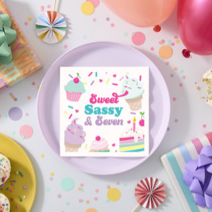 Serviette En Papier Glace et gâteau sucrés Sassy Septième 7e anniversa