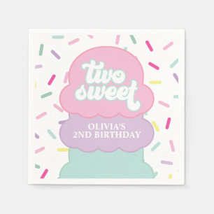 Serviette En Papier Glace et Paillettes Deux Douce 2ème Anniversaire S