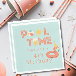 Serviette En Papier glace flamingo d'été fête d'anniversaire des enfan