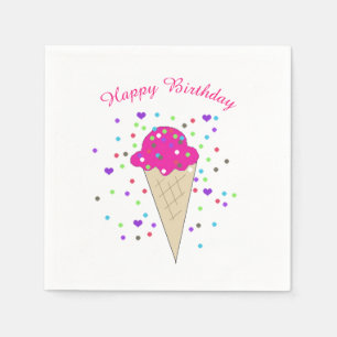 Serviette En Papier Glace rose confettis