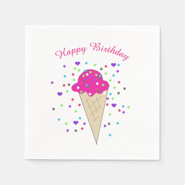 Serviette En Papier Glace rose confettis (Devant)