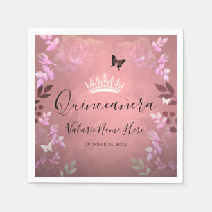 Serviette En Papier Glace rose Fink Rose Quinceanera rose