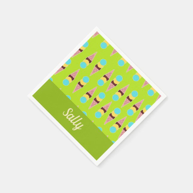 Serviette En Papier Glaces colorées sur vert (Coin)