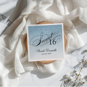 Serviette En Papier Glam à Parties scintillant bleu clair 16 sucré Per