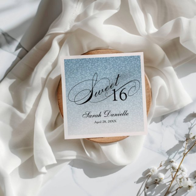 Serviette En Papier Glam à Parties scintillant bleu clair 16 sucré Per (Créateur téléchargé)