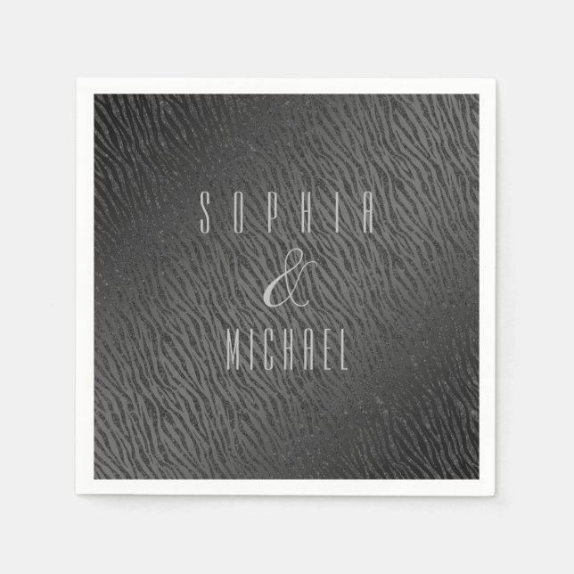 Serviette En Papier Glam à Parties scintillant noire Poster de animal  (Devant)