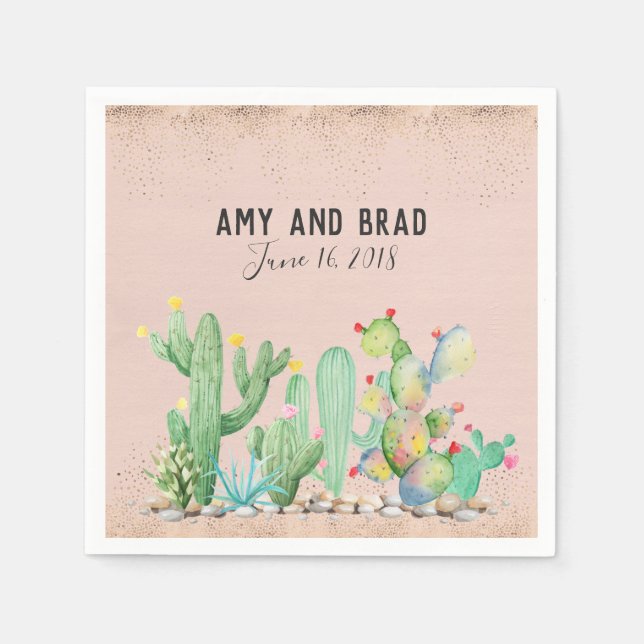 Serviette En Papier Glam Cactus Mariage Napkin (Devant)
