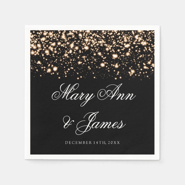 Serviette En Papier Glam de minuit or mariage (Devant)