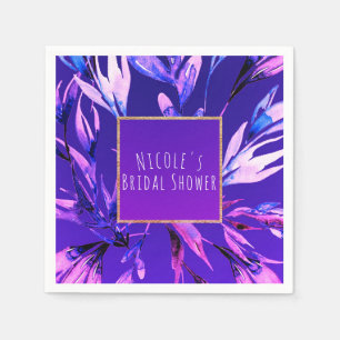 Serviette En Papier Glam Élégant Botanique Aquarelle Violet Clair